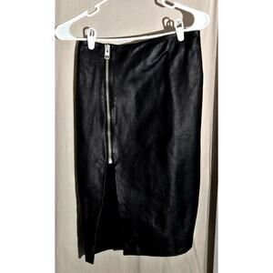 AllSaints Black Leather Amer Skirt, Size 6 fits like a size 4, Zipper Front